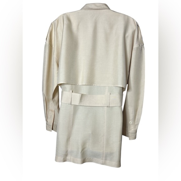 VTG 100% Silk Short Trench Jacket Butter Yellow Women’s Size 8 Lightweight - Picture 3 of 12